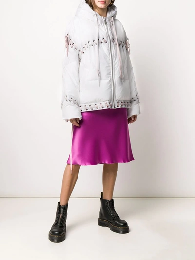 Shop Khrisjoy Oversized Lace-up Puffer Jacket In White