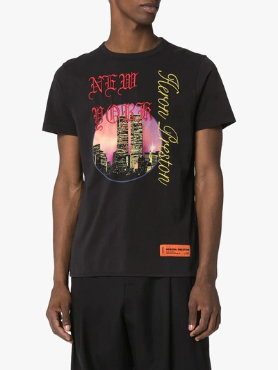Shop Heron Preston Nyc Skyline-print T-shirt In Black