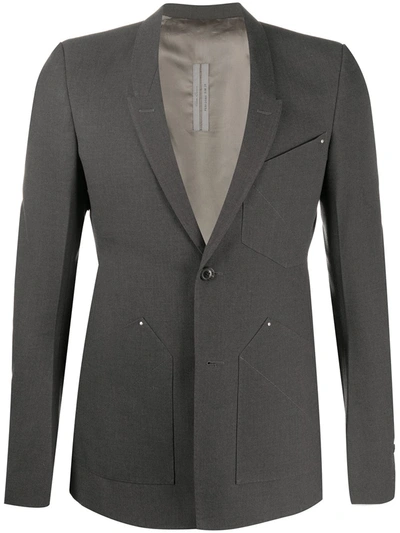 Shop Rick Owens Geometric Pocket Blazer In Grey