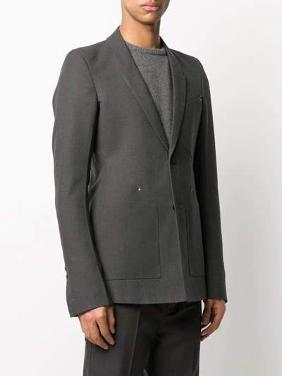 Shop Rick Owens Geometric Pocket Blazer In Grey