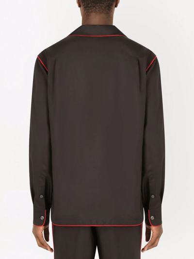 Shop Dolce & Gabbana Dg-embroidered Pyjama Shirt In Black