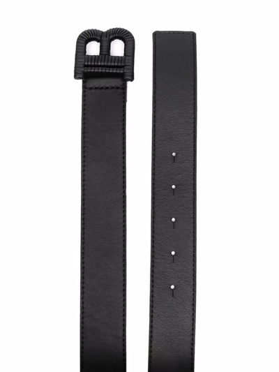 Shop Balmain Logo-buckle Leather Belt In Black
