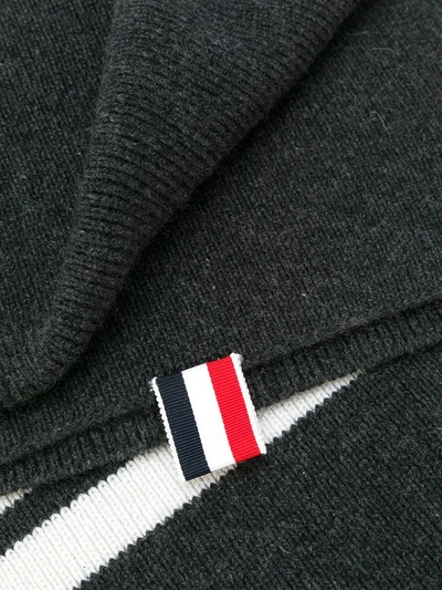 Shop Thom Browne 4-bar Stripe Cashmere Scarf In Grey