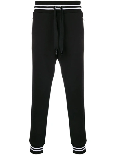 Shop Dolce & Gabbana Striped Rib Track Trousers In Black