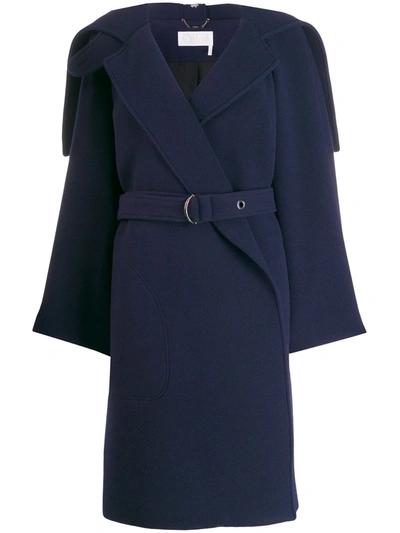 CHLOÉ WRAP-FRONT BELTED COAT - 蓝色