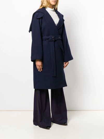 Shop Chloé Wrap-front Belted Coat In Blue