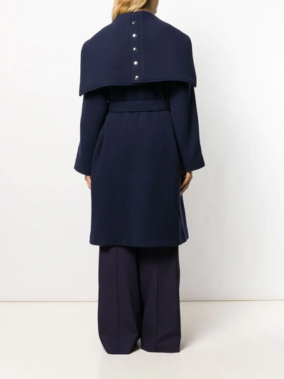 Shop Chloé Wrap-front Belted Coat In Blue