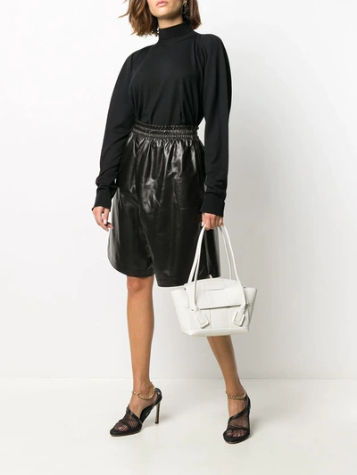 Bottega Veneta Patent Leather Bermuda Shorts In Brown