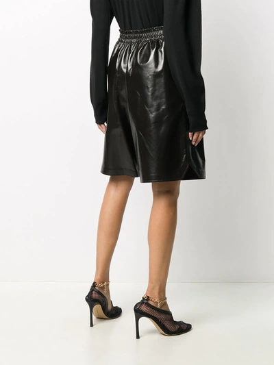 Bottega Veneta Patent Leather Bermuda Shorts In Brown