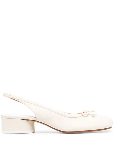 Shop Maison Margiela Tabi Slingback Ballet Shoes In Neutrals