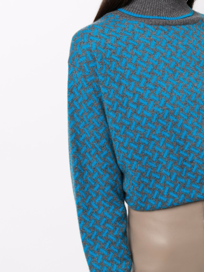 Shop Drumohr Geometric-pattern Roll-neck Jumper In Grey