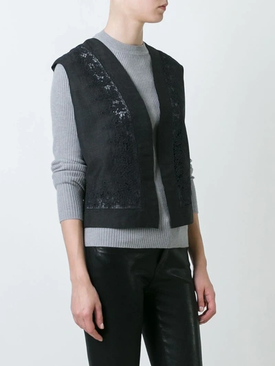 Pre-owned Versace 1970s Floral-embroidered Gilet In Black