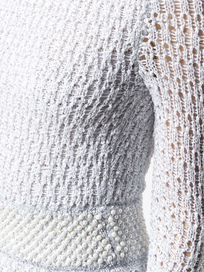 Balmain Pearl And Sequin Embellished Knitted Dress In White