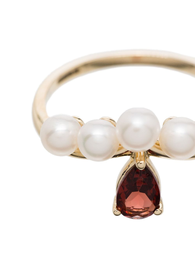 Shop Anissa Kermiche 14kt Gold Age Of Innocence Pearl And Garnet Ring In 107 - Metallic:d'ore