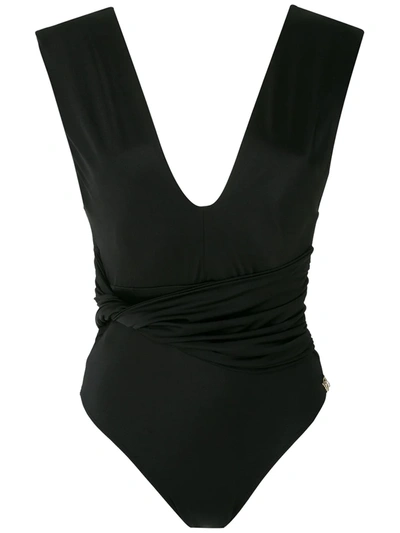Shop Brigitte Tania Draped One-piece In Black