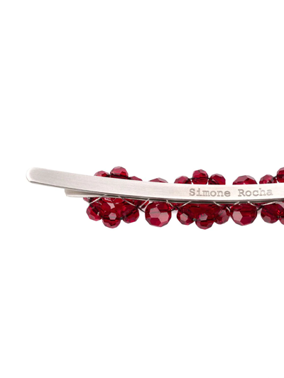 Shop Simone Rocha Embellished Hair Clip In Red