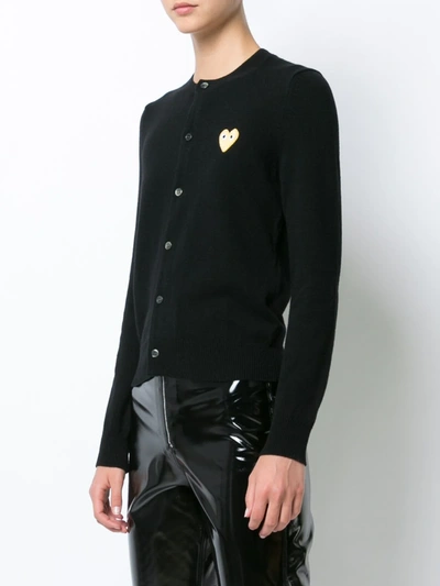 Shop Comme Des Garçons Play Embroidered Heart Cardigan In Black
