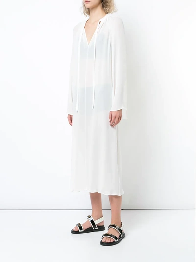 Shop Voz Bell Sleeve Dress In White