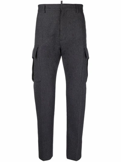 Shop Dsquared2 Felt Tapered Trousers In Grau