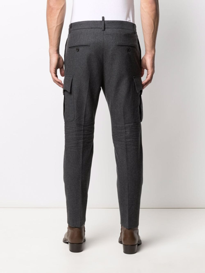 Shop Dsquared2 Felt Tapered Trousers In Grau