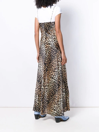 Shop Ganni Leopard Print Maxi Dress In Neutrals
