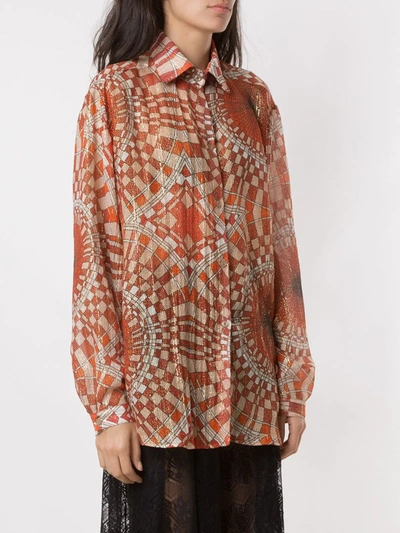 Shop Amir Slama Printed Silk Shirt In Red