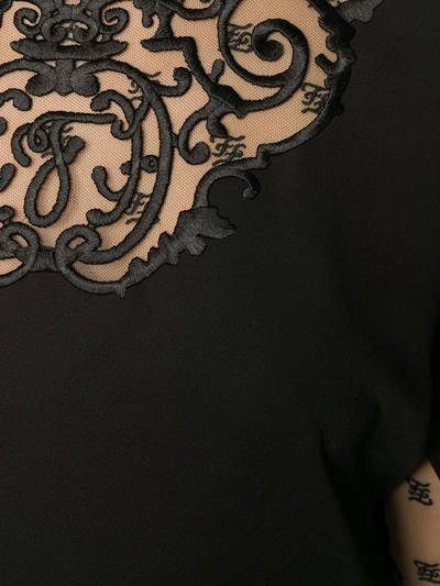 Shop Fendi Embroidered Shift Dress In Black