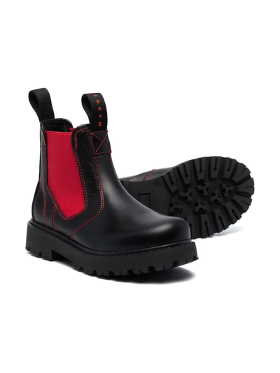 Shop Marni Elasticated Side-panel Boots In Black
