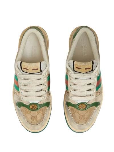 Shop Gucci Screener Sneakers In Neutrals ,green