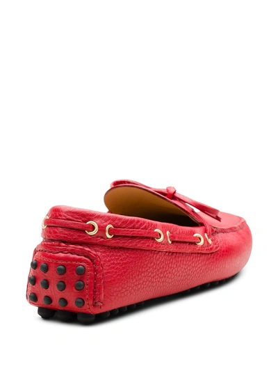 Shop Car Shoe Bow-detail Driving Loafers In Red