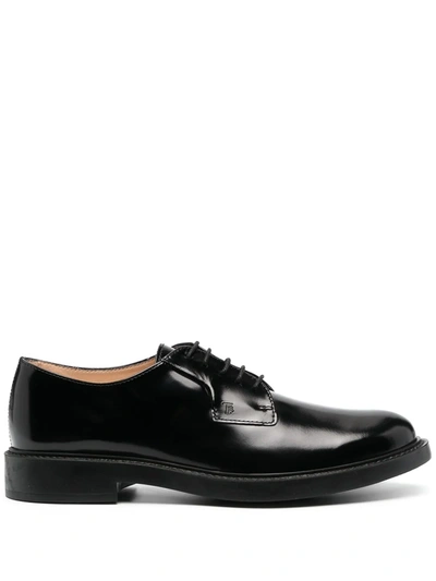 Shop Tod's Patent Finish Lace-up Shoes In Black