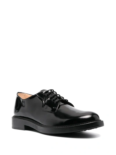 Shop Tod's Patent Finish Lace-up Shoes In Black