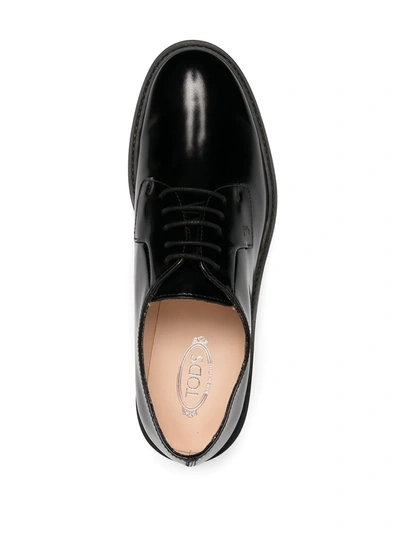 Shop Tod's Patent Finish Lace-up Shoes In Black