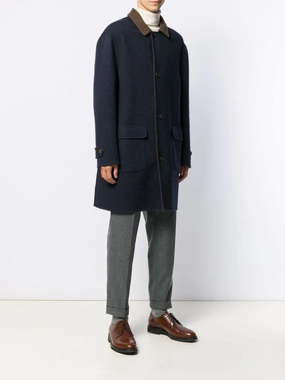 BRUNELLO CUCINELLI SINGLE BREASTED COAT - 蓝色