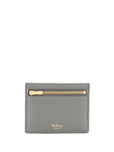 Shop Mulberry Compact Logo Cardholder In Grey