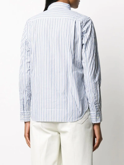 Shop Comme Des Garçons Play Heart-patch Striped Shirt In Blue