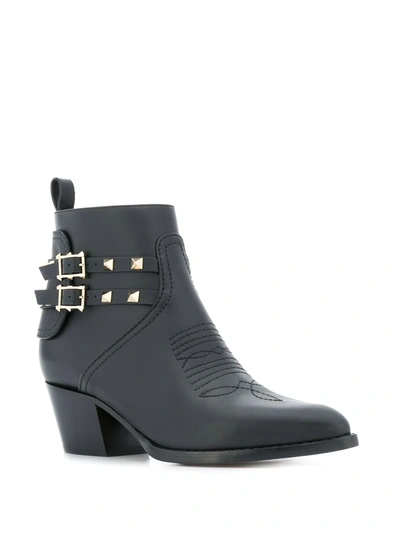 Shop Valentino Rockstud 50mm Ankle Boots In Black