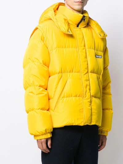 Shop Msgm Zipped Padded Jacket In Yellow