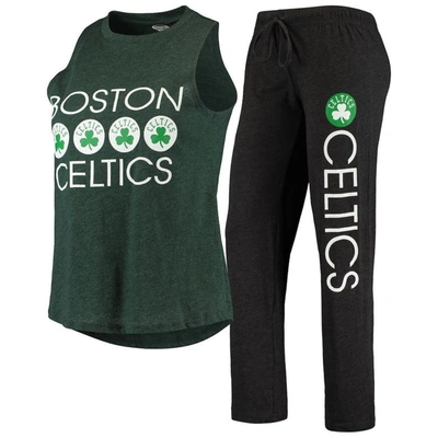Shop Concepts Sport Black/kelly Green Boston Celtics Tank Top & Pants Sleep Set In Heather Kelly Green