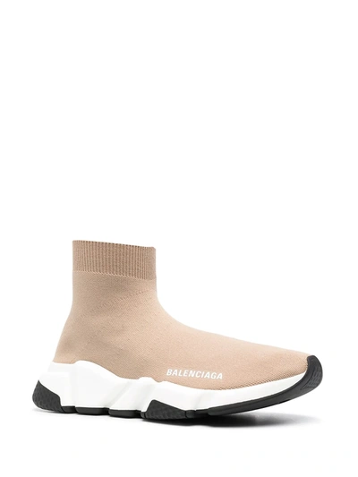 Shop Balenciaga Speed Knitted Sneakers In Neutrals