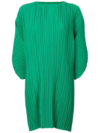 Shop Bambah Pleated Mini Dress In Green