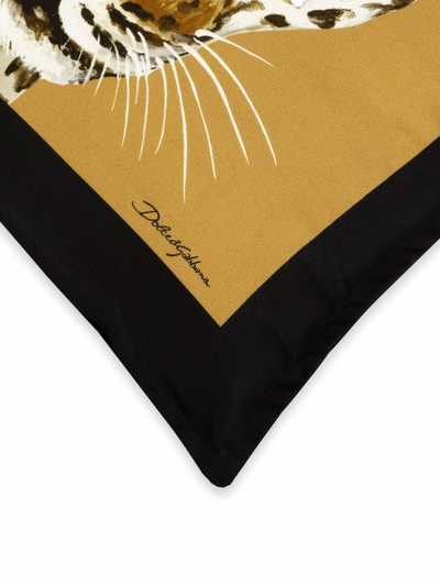 Shop Dolce & Gabbana Small Leopardo-print Canvas Cushion In Brown