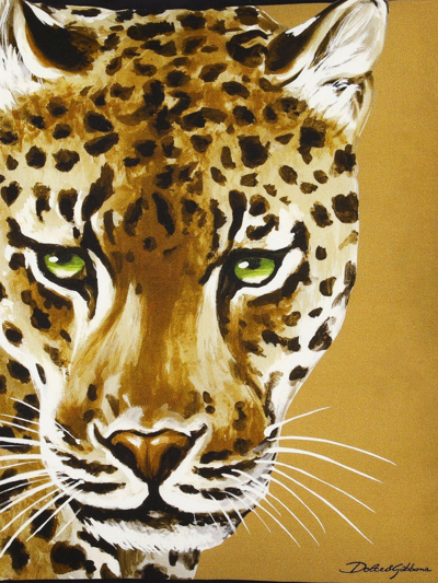 Dolce & Gabbana Small Leopardo-print Canvas Cushion In Brown