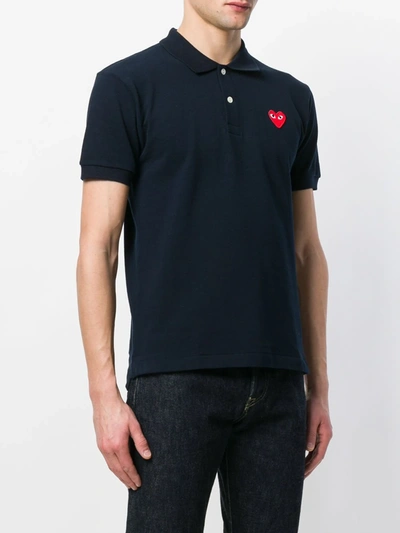 Shop Comme Des Garçons Play Logo Polo Shirt In Blue