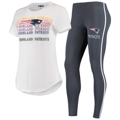 Shop Concepts Sport White/charcoal New England Patriots Sonata T-shirt & Leggings Set