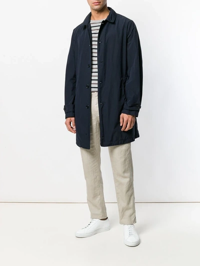 Aspesi Button-up Trench Coat In Blue