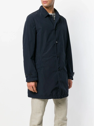 Aspesi Button-up Trench Coat In Blue