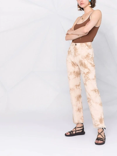Shop Twinset Bleached-effect Jeans In Neutrals