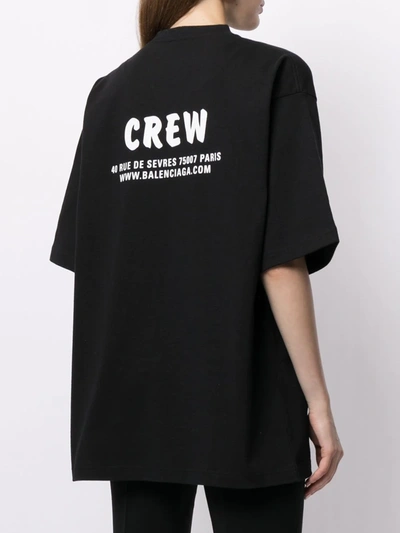 Shop Balenciaga Crew Logo Print T-shirt In Black