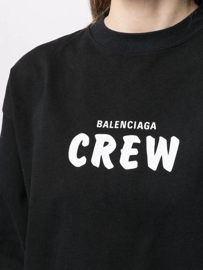 Shop Balenciaga Crew Logo Print T-shirt In Black